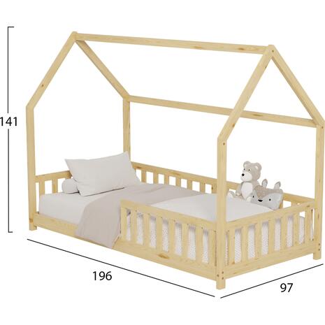 ΚΡΕΒΑΤΙ ΠΑΙΔΙΚΟ ΜΕ ΚΑΓΚΕΛΑ PHYLLIS HM679.01 τ.MONTESSORI ΞΥΛΟ ΠΕΥΚΟ ΦΥΣΙΚΟ-190x90εκ.