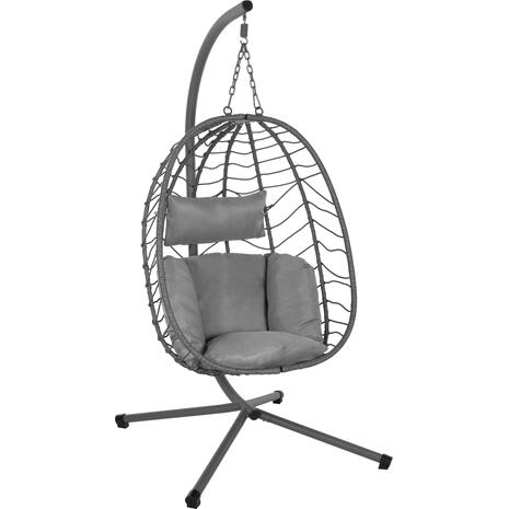 ΚΡΕΜΑΣΤΗ ΠΟΛΥΘΡΟΝΑ ΦΩΛΙΑ MILLIE HM5997.10 ΜΕΤΑΛΛΟ-ΣΥΝΘ.RATTAN ΓΚΡΙ 90x75x190Υεκ.