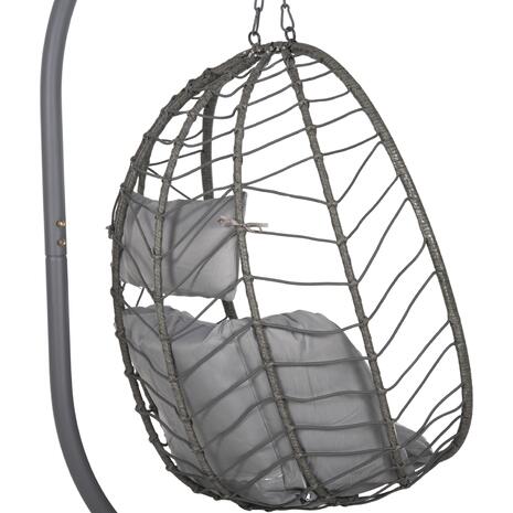 ΚΡΕΜΑΣΤΗ ΠΟΛΥΘΡΟΝΑ ΦΩΛΙΑ MILLIE HM5997.10 ΜΕΤΑΛΛΟ-ΣΥΝΘ.RATTAN ΓΚΡΙ 90x75x190Υεκ.