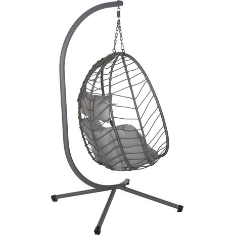 ΚΡΕΜΑΣΤΗ ΠΟΛΥΘΡΟΝΑ ΦΩΛΙΑ MILLIE HM5997.10 ΜΕΤΑΛΛΟ-ΣΥΝΘ.RATTAN ΓΚΡΙ 90x75x190Υεκ.