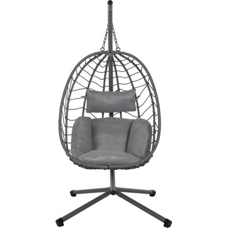 ΚΡΕΜΑΣΤΗ ΠΟΛΥΘΡΟΝΑ ΦΩΛΙΑ MILLIE HM5997.10 ΜΕΤΑΛΛΟ-ΣΥΝΘ.RATTAN ΓΚΡΙ 90x75x190Υεκ.