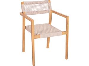ΠΟΛΥΘΡΟΝΑ CHARLOTTE HM9637.07 ΞΥΛΟ TEAK ΦΥΣΙΚΟ & ΜΠΕΖ ΣΧΟΙΝΙ 58x61x81Yεκ.