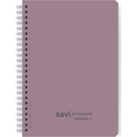 Τετράδιο σπιράλ A4 4 θεμάτων Savi Premium 240 σελίδες (διάφορα χρώματα)