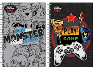 Τετράδιο σπιράλ BMU No Fear Monster- Play Game 17x25 70 φύλλα ριγέ 2 Θεμάτων (2 σχέδια)