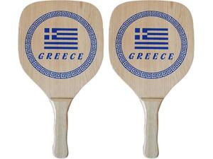 Ρακέτες Παραλίας Ξύλινες Greece (Σετ 2 Τεμ)