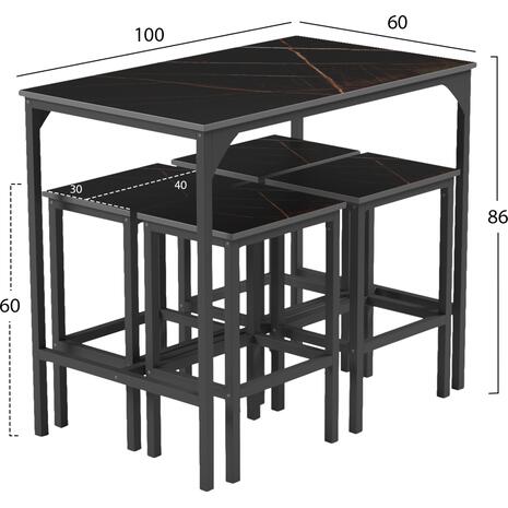 ΣΕΤ ΤΡΑΠΕΖΑΡΙΑ ΜΠΑΡ 5ΤΜΧ BOXY HM9882.13 ΜΑΥΡΟ ΜΕΤΑΛΛΟ-ΜΕΛΑΜΙΝΗ ΜΑΥΡΟ ΜΑΡΜΑΡΟ