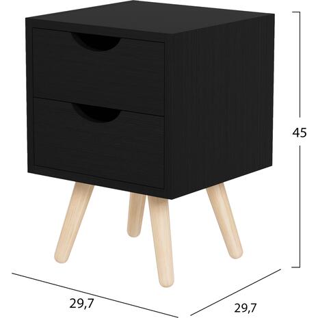 ΚΟΜΟΔΙΝΟ DINKL HM2472.02 ΜΕΛΑΜΙΝΗ-2 ΣΥΡΤΑΡΙΑ-WENGE 29,5x29,5x45Υεκ