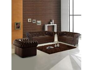 ΣΕΤ ΣΑΛΟΝΙ 2ΘΕΣΙΟ & 3ΘΕΣΙΟ & ΠΟΛΥΘΡΟΝΑ CHESTERFIELD ΣΚΟΥΡΟ ΚΑΦΕ