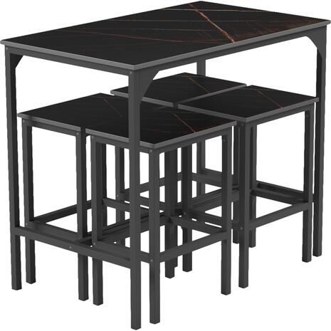ΣΕΤ ΤΡΑΠΕΖΑΡΙΑ ΜΠΑΡ 5ΤΜΧ BOXY HM9882.13 ΜΑΥΡΟ ΜΕΤΑΛΛΟ-ΜΕΛΑΜΙΝΗ ΜΑΥΡΟ ΜΑΡΜΑΡΟ