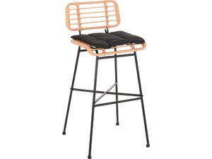 ΣΚΑΜΠΟ ΜΠΑΡ ΨΗΛΟ ALLEGRA HM5708.11 ΜΕΤΑΛΛΟ&ΜΑΞΙΛΑΡΙ ΜΑΥΡΟ-WICKER ΜΠΕΖ 48x49x99,5Υεκ.