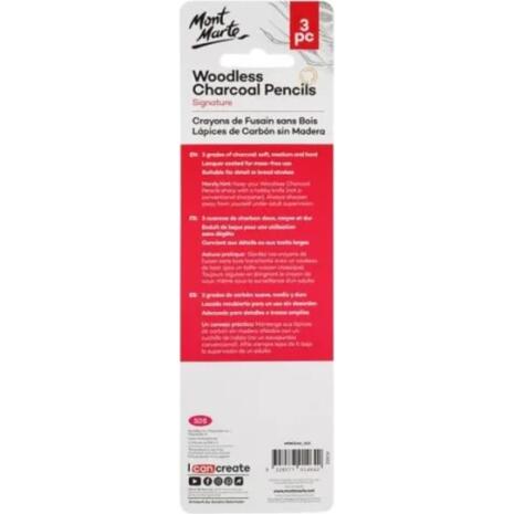Mont Marte 3 Μασίφ Κάρβουνα σε Σχήμα Μολυβιού Soft-Medium-Hard
