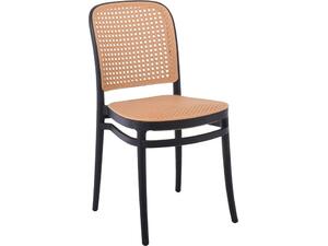 FLORENCE Καρέκλα PP Μαύρο, PP Rattan Μπεζ, Στοιβαζόμενη (Ε387,2)