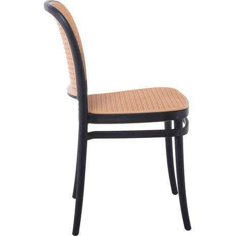 FLORENCE Καρέκλα PP Μαύρο, PP Rattan Μπεζ, Στοιβαζόμενη (Ε387,2)