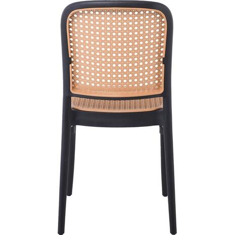 FLORENCE Καρέκλα PP Μαύρο, PP Rattan Μπεζ, Στοιβαζόμενη (Ε387,2)