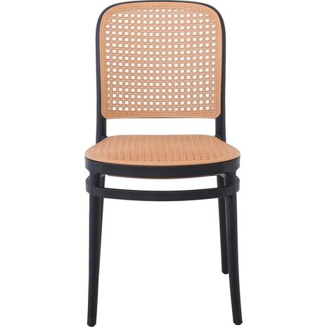 FLORENCE Καρέκλα PP Μαύρο, PP Rattan Μπεζ, Στοιβαζόμενη (Ε387,2)