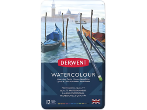 Μεταλλική κασετίνα Derwent Watercolour με 12 μολύβια ακουαρέλας (Διάφορα χρώματα)
