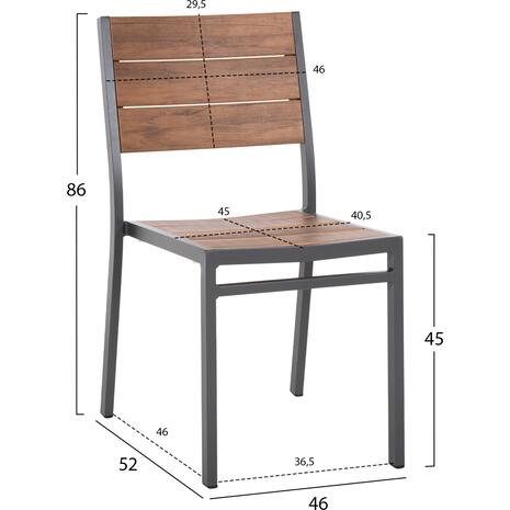 ΚΑΡΕΚΛΑ ΑΛΟΥΜΙΝΙΟΥ SAGA HM6063.02 ΣΚΟΥΡΟ ΓΚΡΙ ΜΕ POLYWOOD 46x52x86Υεκ.