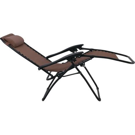 SUPER RELAX Πολυθρόνα με Υποπόδιο, Μέταλλο Βαφή Μαύρο, Textilene Καφέ (σετ 2 τεμαχίων) (Ε618,1)