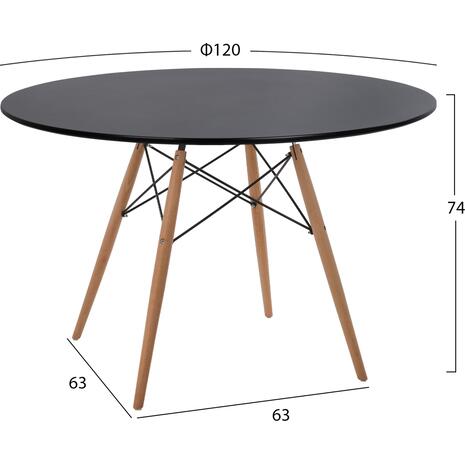 ΤΡΑΠΕΖΙ MINIMAL ΣΤΡΟΓΓΥΛΟ HM8454.02 MDF ΣΕ ΜΑΥΡΟ-ΠΟΔΙΑ ΟΞΙΑΣ ΣΕ ΦΥΣΙΚΟ Φ120Χ74Υεκ.