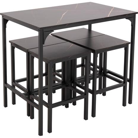 ΣΕΤ ΤΡΑΠΕΖΑΡΙΑ ΜΠΑΡ 5ΤΜΧ BOXY HM9882.13 ΜΑΥΡΟ ΜΕΤΑΛΛΟ-ΜΕΛΑΜΙΝΗ ΜΑΥΡΟ ΜΑΡΜΑΡΟ