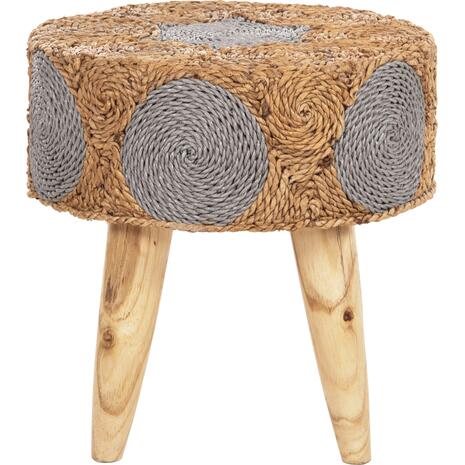 ΣΚΑΜΠΟ BEAM HM7826 ΞΥΛΟ ΤΕΑΚ ΚΑΙ SEAGRASS ΣΕ ΦΥΣΙΚΟ & ΓΚΡΙ Φ43x45Yεκ.
