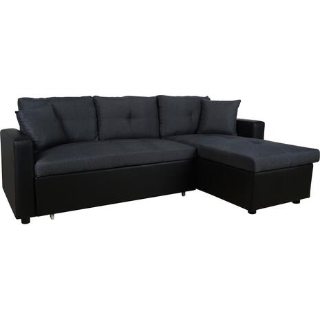 ΚΑΝΑΠΕΣ ΓΩΝΙΑ ΚΡΕΒΑΤΙ WAYNE 220x146x86Υεκ.HM3028.01 ΓΚΡΙ ΜΕ ΜΑΥΡΟ PU