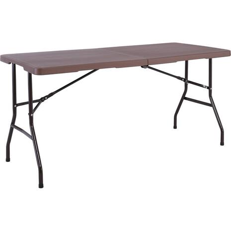 BLOW Τραπέζι Συνεδρίου - Catering Πτυσσόμενο (Βαλίτσα), Μέταλλο Βαφή Μαύρο, HDPE Καφέ (ΕΟ181Κ)