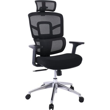 BF8400 Πολυθρόνα Γραφείου Διευθυντή, Mesh - Ύφασμα Μαύρο, Βάση Αλουμίνιο (ΕΟ618,1) (Μαύρο)