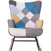 ALMA Rocking Πολυθρόνα Μπερζέρα Καθιστικού, Ύφασμα Patchwork, Βάση Μαύρο-Φυσικό (Ε7143,4)