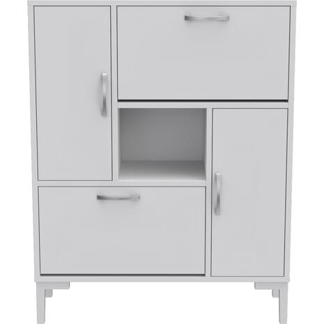 ΠΑΠΟΥΤΣΟΘΗΚΗ MEDY HM18187.03 ΜΕΛΑΜΙΝΗ ΣΕ ΛΕΥΚΟ-ΛΕΥΚΑ ΠΟΔΙΑ 86,5x30x109Υεκ