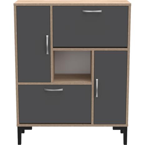 ΠΑΠΟΥΤΣΟΘΗΚΗ MEDY HM18187.01 ΜΕΛΑΜΙΝΗ ΣΕ ΑΝΘΡΑΚΙ & ΣΟΝΑΜΑ-ΜΑΥΡΑ ΠΟΔΙΑ 85x30x108.5Υ εκ.