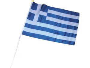 Σημαιάκι Ελληνικό για παρέλαση από συνθετικό ύφασμα 30x45cm με χρυσό τελείωμα
