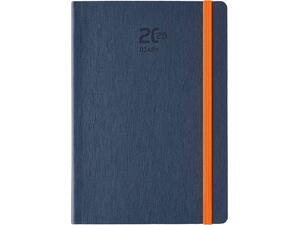 Ημερολόγιο ημερήσιο Linio_E 17x24 2025 με ημιεύκαμπτο εξώφυλλο δερματίνη με λάστιχο μπλε