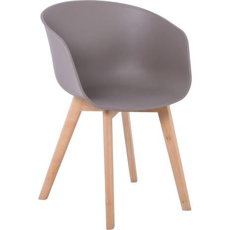 OPTIM Πολυθρόνα Ξύλινο Πόδι Οξιά Φυσικό, PP Sand Beige (σετ 4 τεμαχίων) (ΕΜ140,3)
