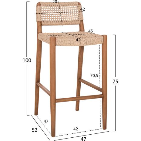 ΣΚΑΜΠΟ ΜΠΑΡ ROSCO HM6134 ΞΥΛΟ ΤΕΑΚ ΦΥΣΙΚΟ & ΣΧΟΙΝΙ VIRO ΜΠΕΖ 47x52x100Υεκ