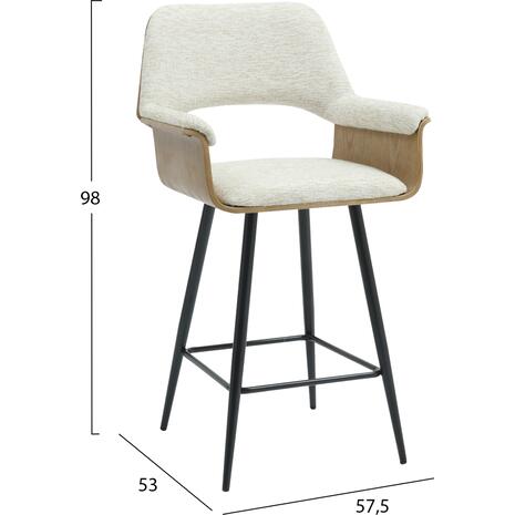 ΣΚΑΜΠΟ ΜΠΑΡ ΜΕΣ.ΥΨΟΥΣ CLIPP HM9987.02 ΜΑΥΡΑ ΜΕΤΑΛ.ΠΟΔΙΑ-ΕΚΡΟΥ ΥΦΑΣΜΑ 57,5x53x98Υεκ (σετ 2 τεμαχίων) (Εκρού)
