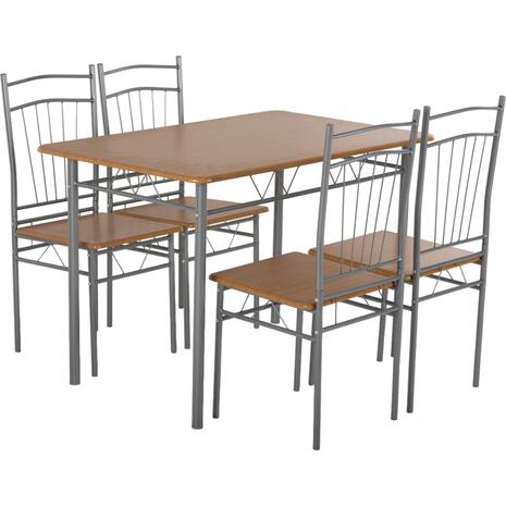 ΣΕΤ ΤΡΑΠΕΖΑΡΙΑΣ 5ΤΜΧ PEARY HM9416.12 ΜΕΤΑΛΛΟ ΑΣΗΜΙ-MDF ΣΟΝΑΜΑ 110x60x74Yεκ.