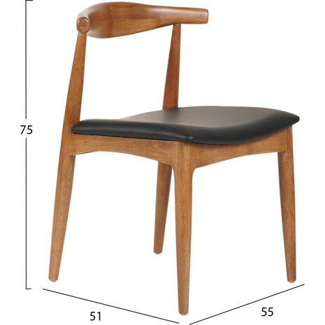 KΑΡΕΚΛΑ ΤΡΑΠΕΖΑΡΙΑΣ ALOR HM9947.03 RUBBERWOOD ΚΑΡΥΔΙ-ΜΑΥΡΟ PU 55x51x75Υεκ (σετ 2 τεμαχίων)