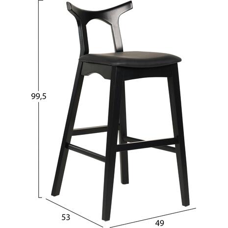 ΣΚΑΜΠΟ ΜΠΑΡ USOPP HM9951.02 RUBBERWOOD & PU ΣΕ ΜΑΥΡΟ 49x53x99,5Υεκ.