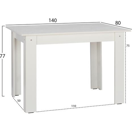 ΤΡΑΠΕΖΙ ΚΟΥΖΙΝΑΣ KELVIN 140x80x77Υεκ. ΛΕΥΚΟ HM2429.03