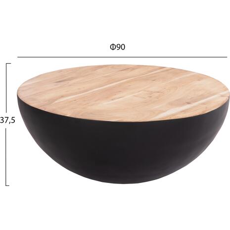 ΔΙΑΚΟΣΜΗΤΙΚΟ ΤΡΑΠΕΖΙ ΣΑΛΟΝΙΟΥ BOWL Φ90X37,5Yεκ. ΜΑΥΡΟ ΜΕ ΞΥΛΟ ΑΚΑΚΙΑΣ HM8717.21