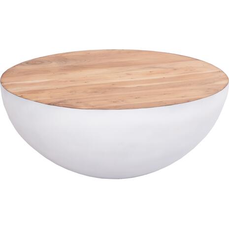 ΔΙΑΚΟΣΜΗΤΙΚΟ ΤΡΑΠΕΖΙ ΣΑΛΟΝΙΟΥ BOWL Φ91x38,5Yεκ. ΛΕΥΚΟ ΜΕ ΞΥΛΟ ΑΚΑΚΙΑΣ HM8717.23 Β'ΔΙΑΛΟΓΗΣ