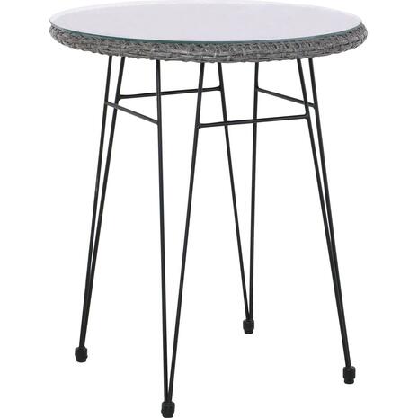 SALSA Τραπέζι H.70cm Μέταλλο Βαφή Μαύρο, Wicker Γκρι (Ε244,ΤΗ1)