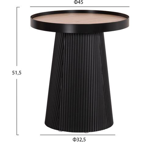 ΤΡΑΠΕΖΑΚΙ ΒΟΗΘΗΤΙΚΟ DENTON HM18023.01 MDF TOP ΦΥΣΙΚΟ ΞΥΛΟΥ-ΒΑΣΗ ΜΑΥΡΗ Φ45x51,5Υεκ.