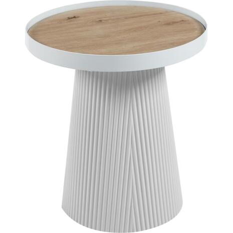 ΤΡΑΠΕΖΑΚΙ ΒΟΗΘΗΤΙΚΟ DENTON HM18023.02 MDF TOP ΦΥΣΙΚΟ ΞΥΛΟΥ-ΒΑΣΗ ΛΕΥΚΗ Φ45x51,5Υεκ.