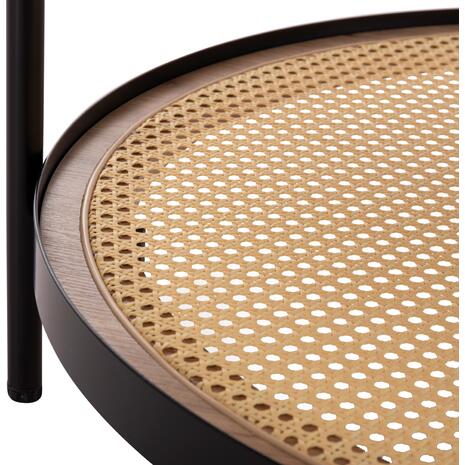 ΤΡΑΠΕΖΙ ΣΑΛΟΝΙΟΥ SEITZ HM18030 ΓΥΑΛΙ TOP-ΜΕΤΑΛΛΟ-RATTAN ΣΕ ΦΥΣΙΚΟ Φ80x45Υεκ.