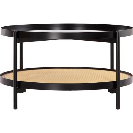 ΤΡΑΠΕΖΙ ΣΑΛΟΝΙΟΥ SEITZ HM18030 ΓΥΑΛΙ TOP-ΜΕΤΑΛΛΟ-RATTAN ΣΕ ΦΥΣΙΚΟ Φ80x45Υεκ.
