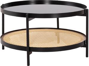 ΤΡΑΠΕΖΙ ΣΑΛΟΝΙΟΥ SEITZ HM18030 ΓΥΑΛΙ TOP-ΜΕΤΑΛΛΟ-RATTAN ΣΕ ΦΥΣΙΚΟ Φ80x45Υεκ.