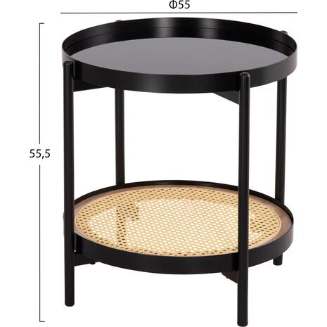 ΒΟΗΘΗΤΙΚΟ ΤΡΑΠΕΖΙ SEITZ HM18031 ΓΥΑΛΙ TOP-ΜΕΤΑΛΛΟ-RATTAN ΣΕ ΦΥΣΙΚΟ Φ50x55,5Υεκ.