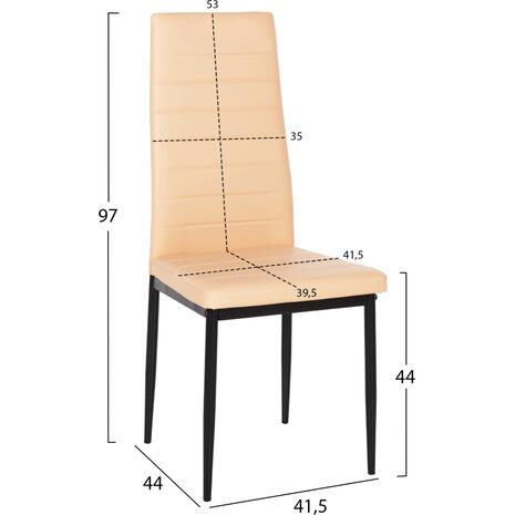 ΚΑΡΕΚΛΑ ΤΡΑΠΕΖΑΡΙΑΣ LADY HM0037.25 ΑΝΟΙΧΤΟ ΚΡΕΜ PU ΣΚΕΛΕΤΟΣ ΜΑΥΡΟΣ ΜΕΤΑΛ. (K/D) 42x44x95Υεκ (σετ 4 τεμαχίων) (Διάφορα χρώματα)